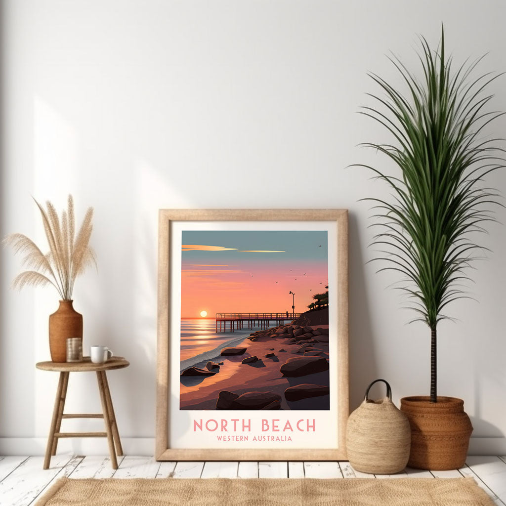 North Beach Western Australia Modern Travel Poster