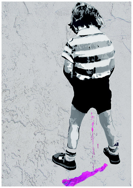 Boy Peeing Pink LA Poster